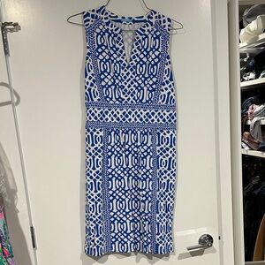 J. McLaughlin Blue and White Midi Dress